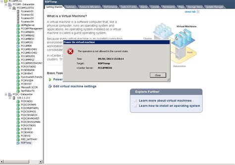Configure the virtual network and subnet. . The operation is not allowed in the current state vmware tools